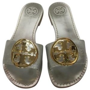 Tory Burch Grania Metallic Silver Sandals size 8 M